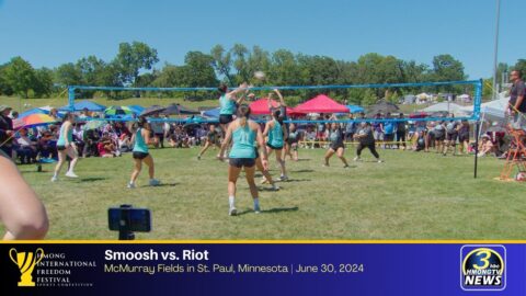 3HMONGTV Rebroadcast of Women's Volleyball, Smoosh vs. Riot, at HIFF 2024.